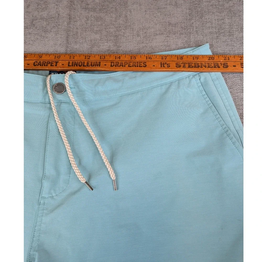 Faherty All Day Shorts Men Sz 40 Blue Aqua Stretch Performance Flat Front Trunks